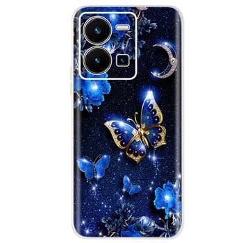 Για Vivo Y35 Case 2022 Cute Cat Butterfly Θήκη τηλεφώνου από μαλακή σιλικόνη για Vivo Y35 Y 35 VivoY35 Πίσω κάλυμμα 6,58\'\' TPU Fundas Bumper