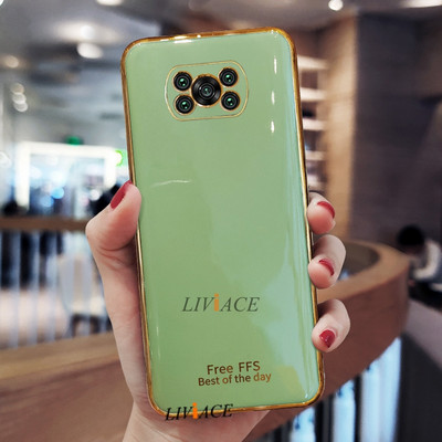 Луксозен силиконов калъф за телефон Xiaomi Mi Poco X3 Nfc X3 Pro Gold Edge Мек защитен заден капак на Poko X3pro X3nfc 3x