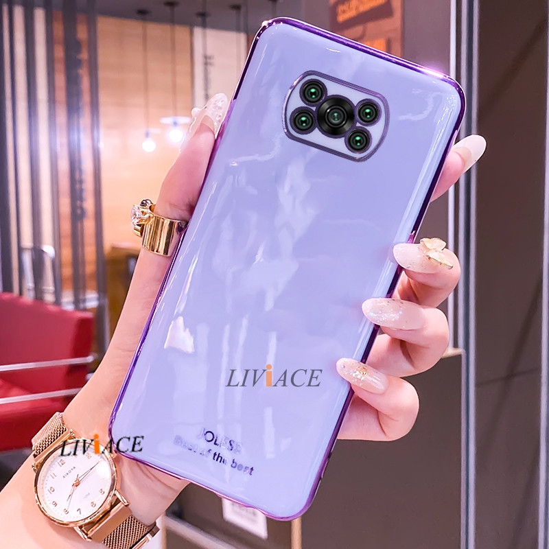 Луксозен силиконов калъф за телефон Xiaomi Mi Poco X3 Nfc X3 Pro Gold Edge Мек защитен заден капак на Poko X3pro X3nfc 3x