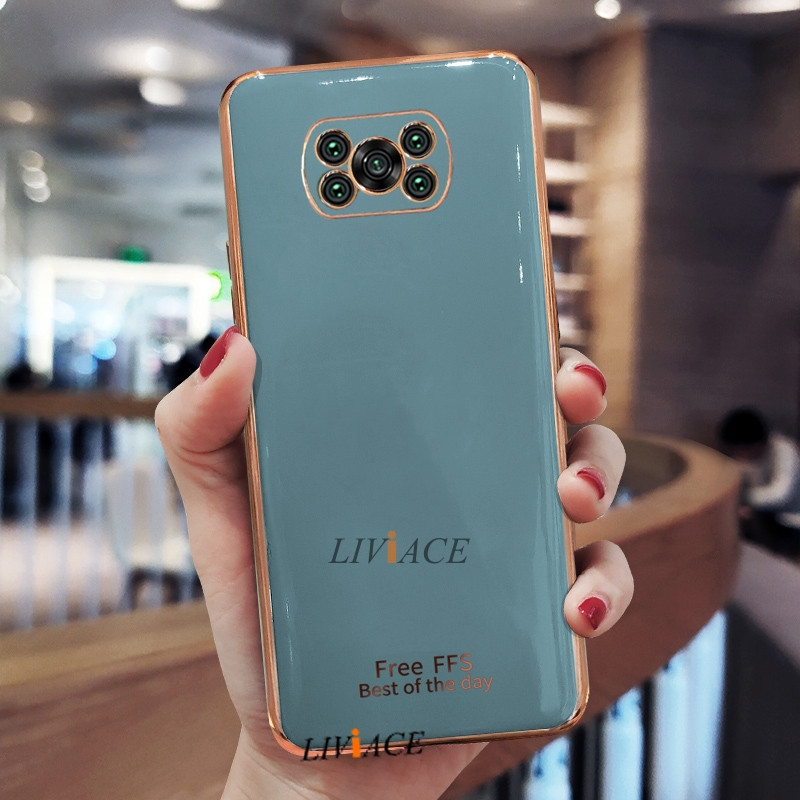 Луксозен силиконов калъф за телефон Xiaomi Mi Poco X3 Nfc X3 Pro Gold Edge Мек защитен заден капак на Poko X3pro X3nfc 3x