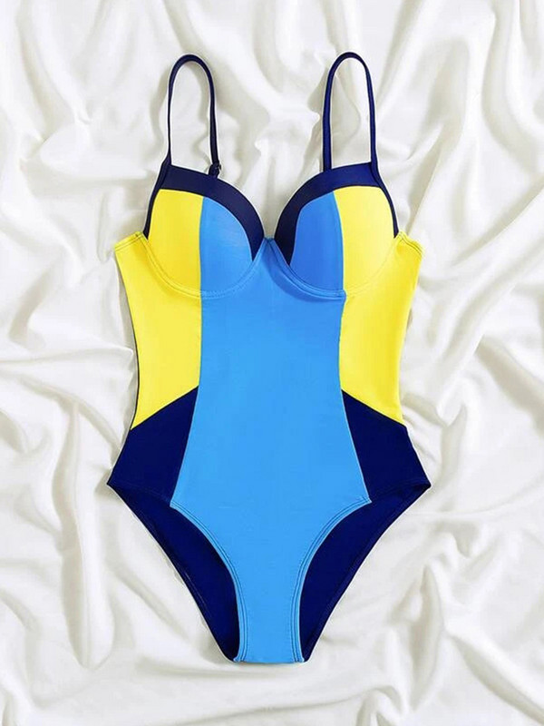 Szexi Patchwork egyrészes női fürdőruha magas kivágású fürdőruhák Fürdőruha conjunto biquinis feminino trajes de baño mujer 2022