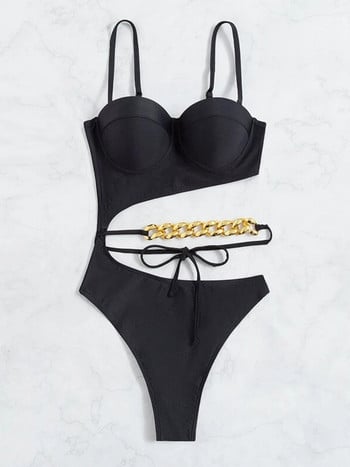 Black String One Piece Μαγιό Γυναικεία μαγιό Hollow Out Μαγιό conjunto biquinis feminino trajes de baño mujer 2022