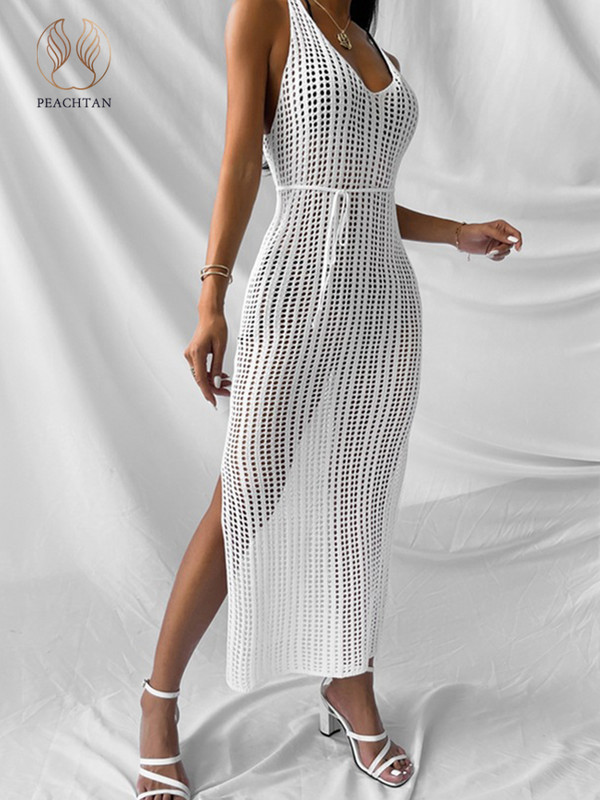 Peachtan szexi tengerparti ruha Boho kimélyített fedővel, hálós viselet, hát nélküli fürdőruhák, bikini feminino Trajes De Baño Mujer 2022