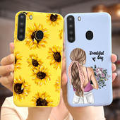 Красиви цветя за калъф за Samsung Galaxy A21 Sm-A215U Меки силиконови сладки модни калъфи за телефони за Samsung A21 Galaxy A 21 броня