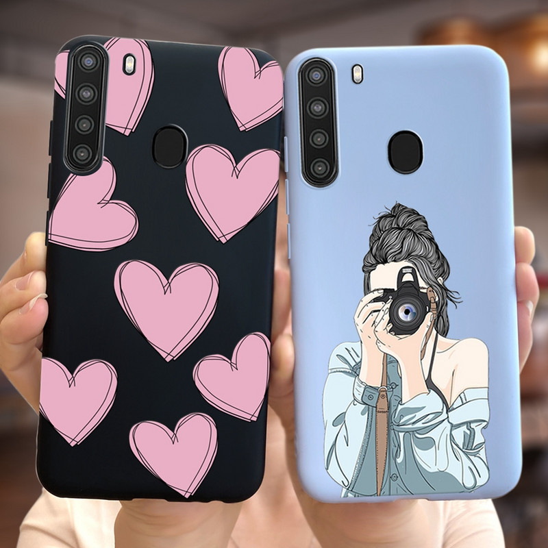 Красиви цветя за калъф за Samsung Galaxy A21 Sm-A215U Меки силиконови сладки модни калъфи за телефони за Samsung A21 Galaxy A 21 броня