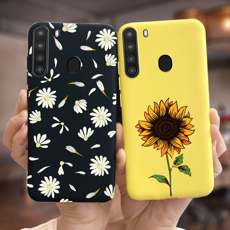 Красиви цветя за калъф за Samsung Galaxy A21 Sm-A215U Меки силиконови сладки модни калъфи за телефони за Samsung A21 Galaxy A 21 броня
