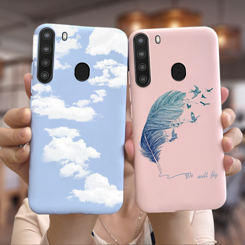 Красиви цветя за калъф за Samsung Galaxy A21 Sm-A215U Меки силиконови сладки модни калъфи за телефони за Samsung A21 Galaxy A 21 броня