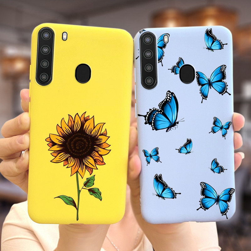 Красиви цветя за калъф за Samsung Galaxy A21 Sm-A215U Меки силиконови сладки модни калъфи за телефони за Samsung A21 Galaxy A 21 броня