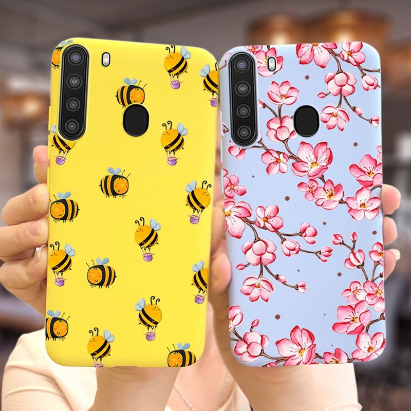 Красиви цветя за калъф за Samsung Galaxy A21 Sm-A215U Меки силиконови сладки модни калъфи за телефони за Samsung A21 Galaxy A 21 броня