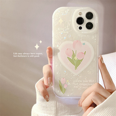 За iphone 11 12 13 Pro Max Mini Phone Case Shell Cute Peach Bear Colorful Love Pearl Hanging Chain За iphone Xr X Xs Max 7 8 P
