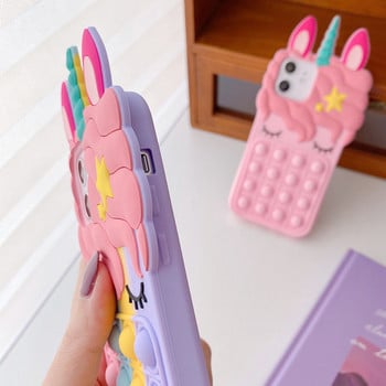 Силиконов калъф с 3D анимационен розов еднорог за iphone 14 13 mini X 8 7 6 plus 5S SE XS XR 11 12 Pro Max Cute Horse Rubber Bunny Cover