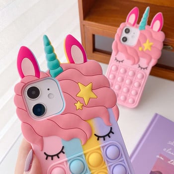 Силиконов калъф с 3D анимационен розов еднорог за iphone 14 13 mini X 8 7 6 plus 5S SE XS XR 11 12 Pro Max Cute Horse Rubber Bunny Cover