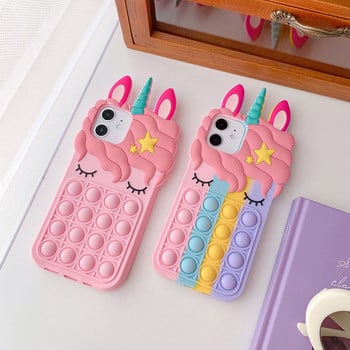 Силиконов калъф с 3D анимационен розов еднорог за iphone 14 13 mini X 8 7 6 plus 5S SE XS XR 11 12 Pro Max Cute Horse Rubber Bunny Cover