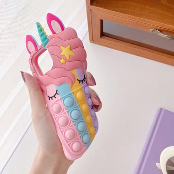 Силиконов калъф с 3D анимационен розов еднорог за iphone 14 13 mini X 8 7 6 plus 5S SE XS XR 11 12 Pro Max Cute Horse Rubber Bunny Cover