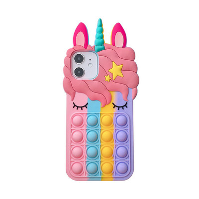Husa din silicon cu unicorn roz cu desene animate 3D pentru iphone 14 13 mini X 8 7 6 plus 5S SE XS XR 11 12 Pro Max husă de iepuraș de cauciuc cu cal dragut