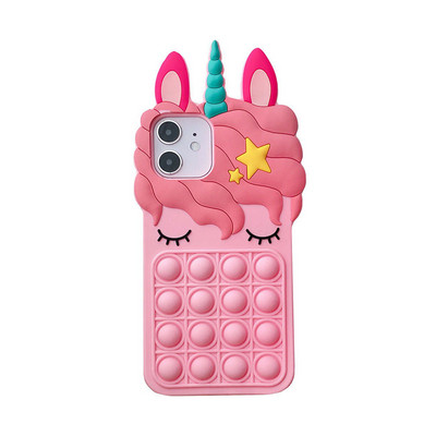 Husa din silicon cu unicorn roz cu desene animate 3D pentru iphone 14 13 mini X 8 7 6 plus 5S SE XS XR 11 12 Pro Max husă de iepuraș de cauciuc cu cal dragut