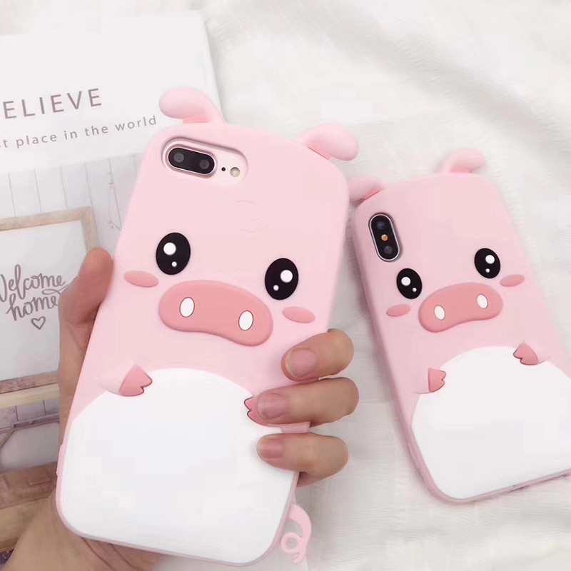 Cute Cartoon Piglet Case για iPhone 8 Plus 11 12 13 Pro Max Θήκες Υπέροχο κάλυμμα Slicone για iPhone 5 5S SE 6 6S 7 X XR XS Max