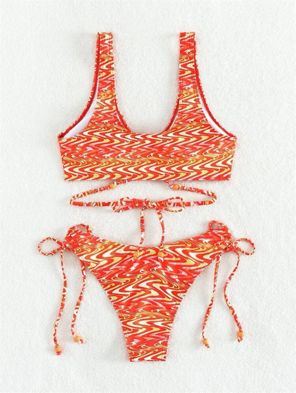 2023, seksi bikini s printom, dvodijelni niski kupaći kostim, ženski kupaći kostim, modni set kupaćih kostima za odmor na plaži