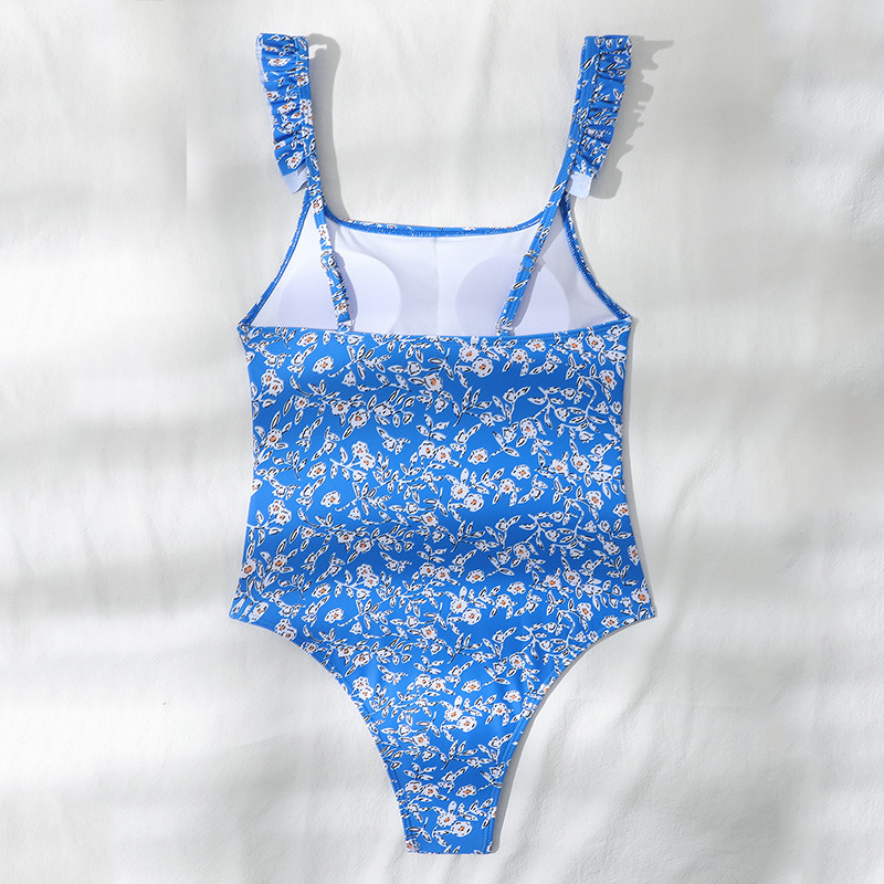 Peachtan Флорален принт цял бански костюм жени Дамски бански костюми с волани 2021 г. Реколта монокини Спортен бански костюм Боди лято