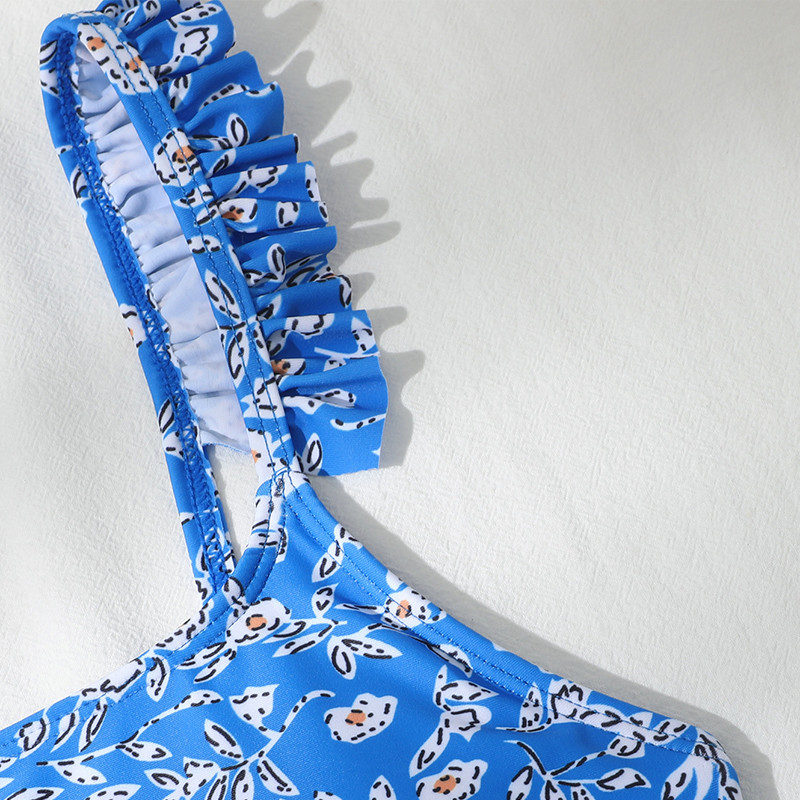 Peachtan Флорален принт цял бански костюм жени Дамски бански костюми с волани 2021 г. Реколта монокини Спортен бански костюм Боди лято