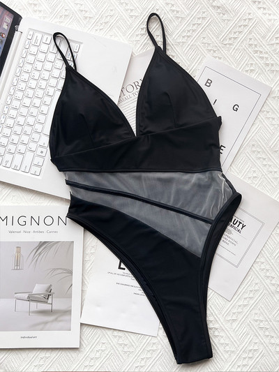 Női fürdőruhák Szexi egyrészes Solid Black magas derekú fürdőruha női fürdőruha conjunto biquinis feminino trajes de baño mujer