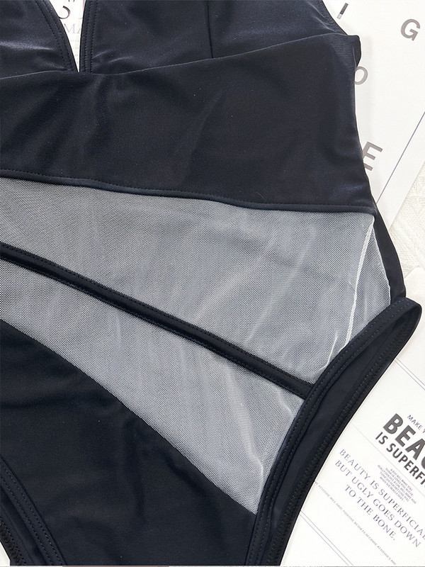 Női fürdőruhák Szexi egyrészes Solid Black magas derekú fürdőruha női fürdőruha conjunto biquinis feminino trajes de baño mujer