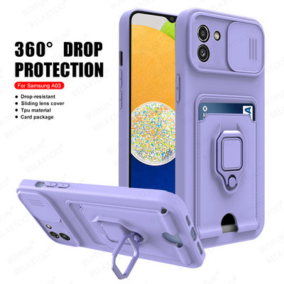 A03 Case Slide Window Protector Cover за Samsung Galaxy A03 Wallet Card Slot Cases за Samsung A03s A03 Core Magnetic Ring Shel