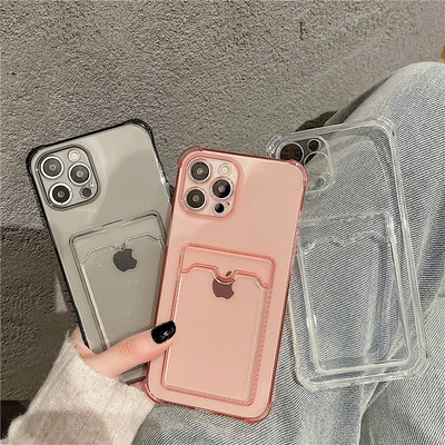 Διάφανη θήκη υποδοχής για κάρτα για iPhone11 13 12 Pro Max X XS XR Max SE 2020 7 8 Plus Διαφανές κάλυμμα πορτοφολιού με αντικραδασμική προστασία