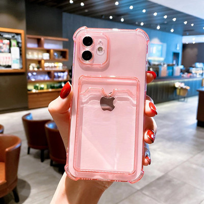 Átlátszó kártyanyílás táskatartó tok iPhone11 13 12 Pro Max X XS XR Max SE 2020 7 8 Plus átlátszó ütésálló puha pénztárcahuzathoz