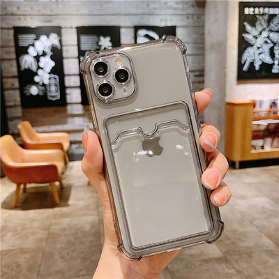 Átlátszó kártyanyílás táskatartó tok iPhone11 13 12 Pro Max X XS XR Max SE 2020 7 8 Plus átlátszó ütésálló puha pénztárcahuzathoz