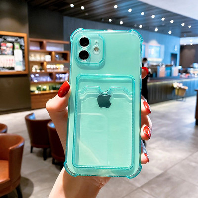 Átlátszó kártyanyílás táskatartó tok iPhone11 13 12 Pro Max X XS XR Max SE 2020 7 8 Plus átlátszó ütésálló puha pénztárcahuzathoz