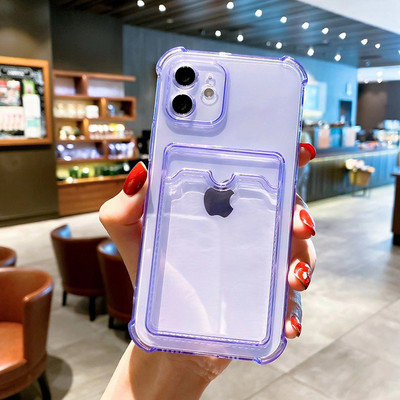 Átlátszó kártyanyílás táskatartó tok iPhone11 13 12 Pro Max X XS XR Max SE 2020 7 8 Plus átlátszó ütésálló puha pénztárcahuzathoz