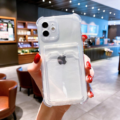 Átlátszó kártyanyílás táskatartó tok iPhone11 13 12 Pro Max X XS XR Max SE 2020 7 8 Plus átlátszó ütésálló puha pénztárcahuzathoz