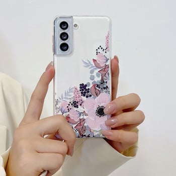 за Samsung Galaxy S22 S21 S20 Ultra Plus FE 5G A53 A73 A52S A33 A72 A13 Калъф Cute Flower Clear Soft Full Camera Phone Cover