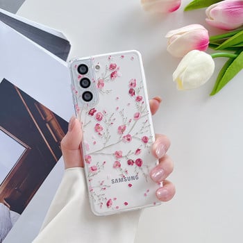 за Samsung Galaxy S22 S21 S20 Ultra Plus FE 5G A53 A73 A52S A33 A72 A13 Калъф Cute Flower Clear Soft Full Camera Phone Cover