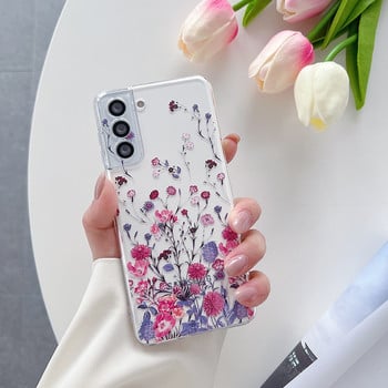 за Samsung Galaxy S22 S21 S20 Ultra Plus FE 5G A53 A73 A52S A33 A72 A13 Калъф Cute Flower Clear Soft Full Camera Phone Cover