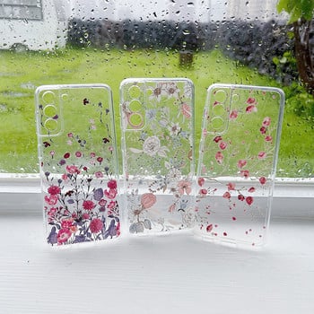 за Samsung Galaxy S22 S21 S20 Ultra Plus FE 5G A53 A73 A52S A33 A72 A13 Калъф Cute Flower Clear Soft Full Camera Phone Cover