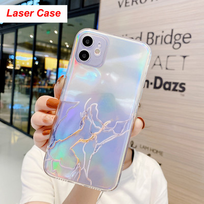 για iPhone 14 13 12 11 Pro Max Mini XS X XR 7 8 Plus SE3 2020 Θήκη IMD Laser Bling Marble Soft Clear Cover Funda Housing Coque
