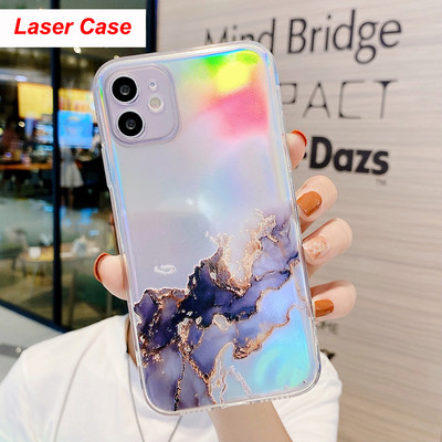 για iPhone 14 13 12 11 Pro Max Mini XS X XR 7 8 Plus SE3 2020 Θήκη IMD Laser Bling Marble Soft Clear Cover Funda Housing Coque