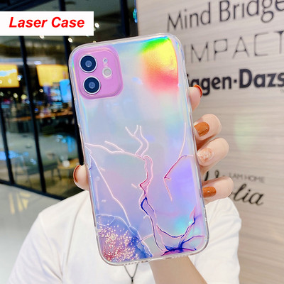 για iPhone 14 13 12 11 Pro Max Mini XS X XR 7 8 Plus SE3 2020 Θήκη IMD Laser Bling Marble Soft Clear Cover Funda Housing Coque