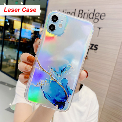 για iPhone 14 13 12 11 Pro Max Mini XS X XR 7 8 Plus SE3 2020 Θήκη IMD Laser Bling Marble Soft Clear Cover Funda Housing Coque