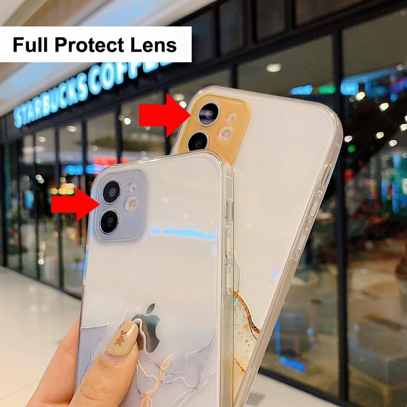 για iPhone 14 13 12 11 Pro Max Mini XS X XR 7 8 Plus SE3 2020 Θήκη IMD Laser Bling Marble Soft Clear Cover Funda Housing Coque