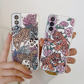 за Samsung Galaxy S22 S21 S20 Ultra Plus FE 5G A53 A73 A52S A33 A72 A13 Калъф Cute Tiger Leopard Clear Soft Full Camera Cover