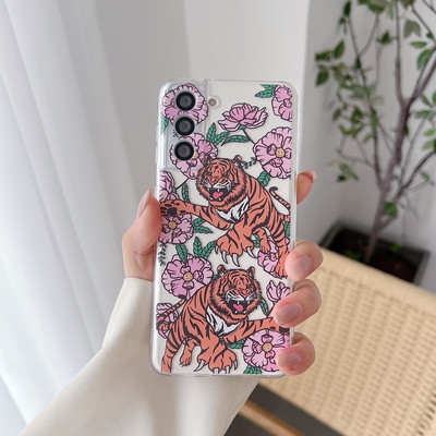 за Samsung Galaxy S22 S21 S20 Ultra Plus FE 5G A53 A73 A52S A33 A72 A13 Калъф Cute Tiger Leopard Clear Soft Full Camera Cover