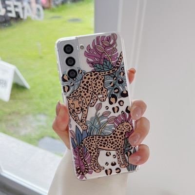 за Samsung Galaxy S22 S21 S20 Ultra Plus FE 5G A53 A73 A52S A33 A72 A13 Калъф Cute Tiger Leopard Clear Soft Full Camera Cover