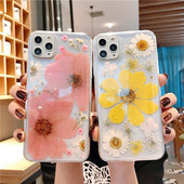 Прозрачен TPU калъф за iPhone 13 12 11 Pro Max XS X XR 7 8 Plus Case Real Dry Flower Anti-scratch Епоксидна мека задна корица Funda