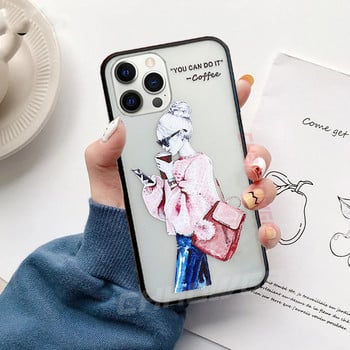 Θήκη Cartoon Girl Soft TPU για iPhone 12 11 Pro Max 12mini SE 2020 8 7 6s 6 Plus X XR XS Max Ματ διαφανές πίσω κάλυμμα Coque