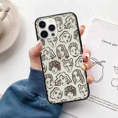 Мек TPU калъф Cartoon Girl за iPhone 12 11 Pro Max 12mini SE 2020 8 7 6s 6 Plus X XR XS Max матов прозрачен заден капак Coque