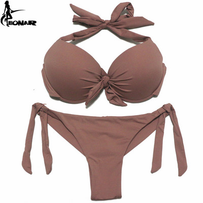 EONAR 2022 Bikini Solid Swimsuits Γυναικεία Push Up Σετ μπικίνι Brazilian Cut/Κλασσικό κάτω μέρος Μαγιό Sexy Plus Size