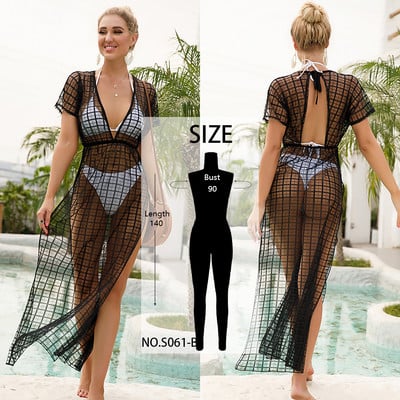 Rochie de plajă transparentă din dantelă pentru femei Piese de acoperire pentru bikini Rochie cardigan lejeră casual Kimono Costume de baie de vară acoperire